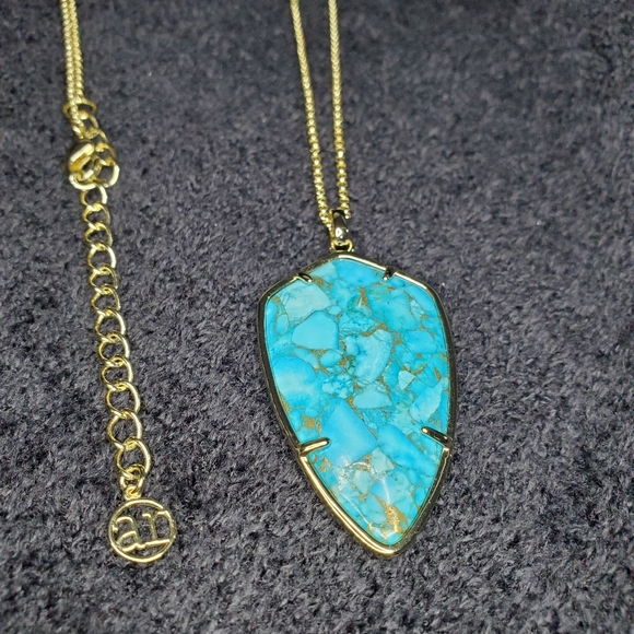 Ava Rose Necklace in Gold and Copper Turquoise - Picture 3 of 6